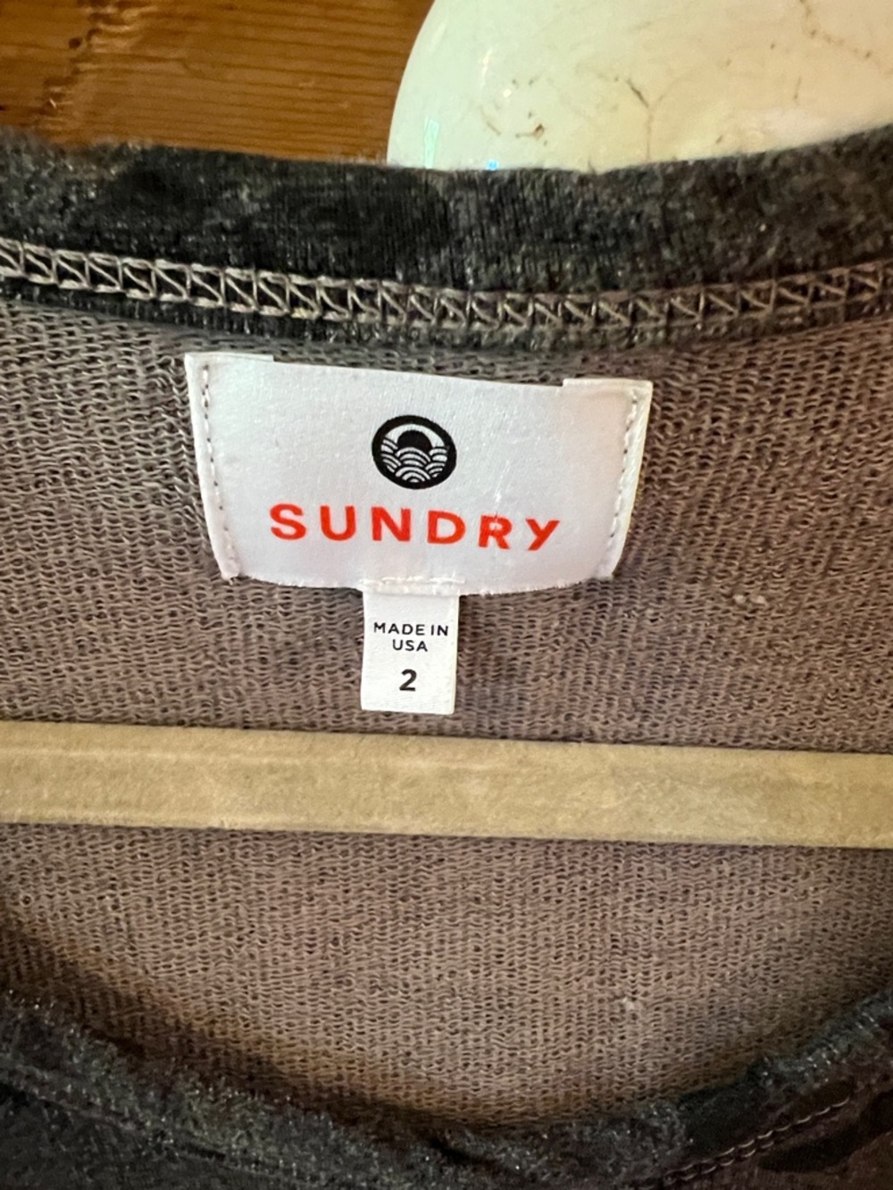 Sz M Sundry Olive Camo Sweatshirt with Gold 'Golden' Script GUC - Picture 2 of 9